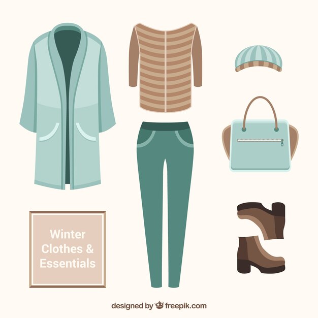 Conjunto de invierno con abrigo y accesorios