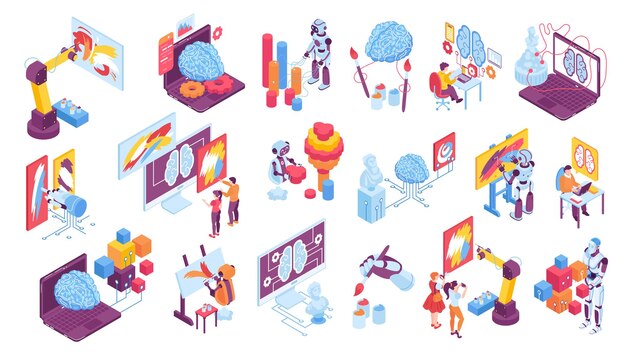 Conjunto isométrico de arte AI