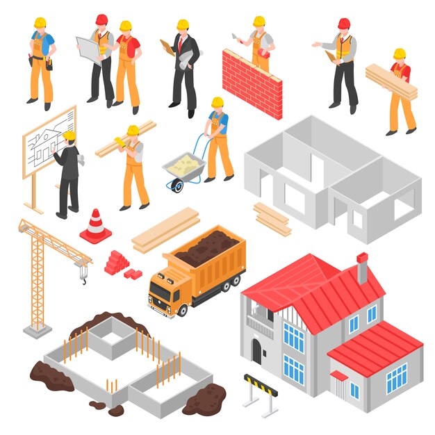 Conjunto isométrico de construcción
