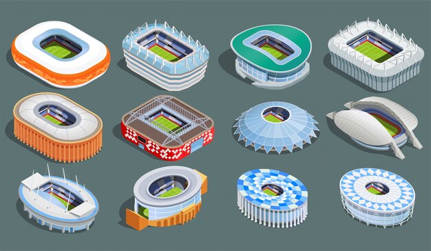 Conjunto isométrico del estadio de fútbol