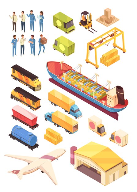 Conjunto isométrico de la industria logística