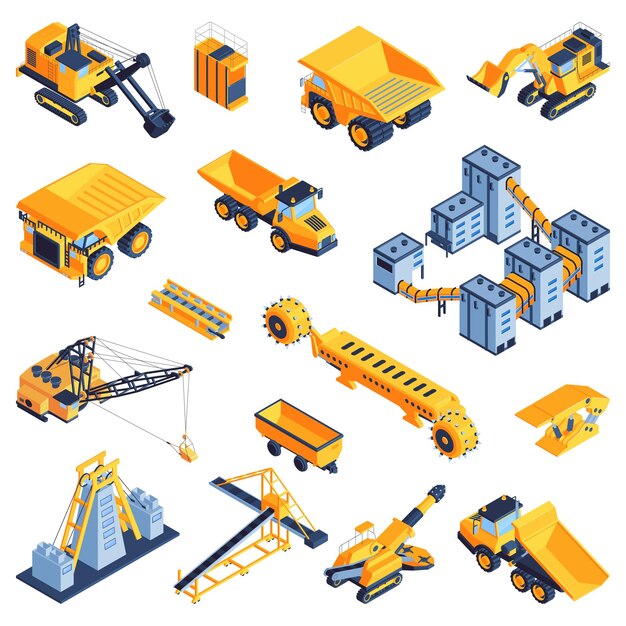 Conjunto isométrico de la industria minera
