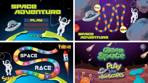 Conjunto de juegos espaciales.