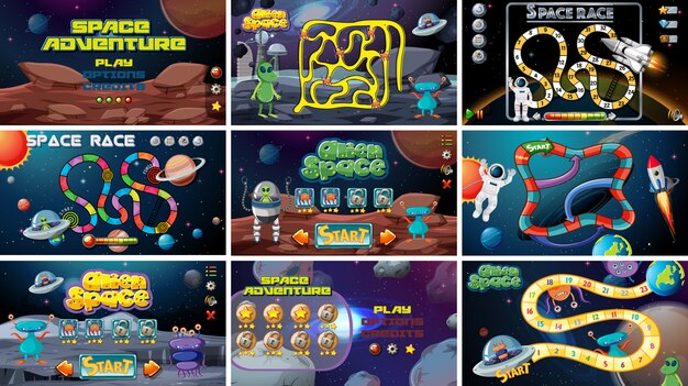 Conjunto de juegos espaciales.