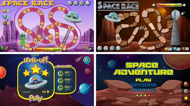 Conjunto de juegos espaciales.