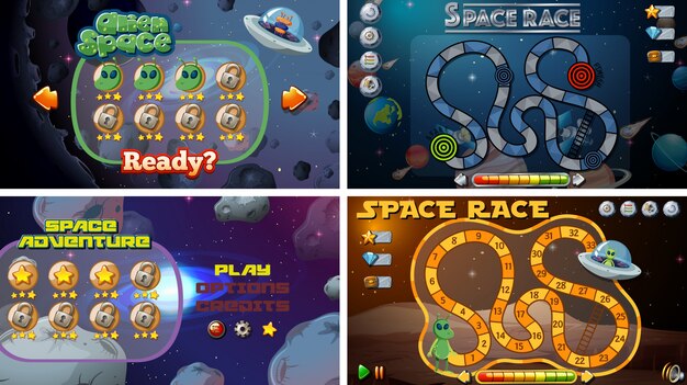 Conjunto de juegos espaciales.