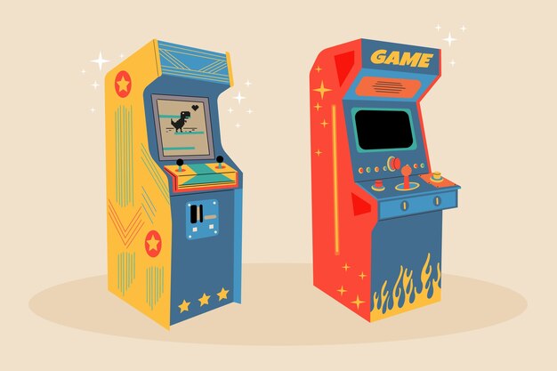 Conjunto de juegos retro dibujados a mano
