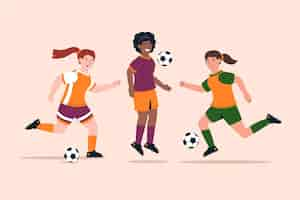 Vector gratuito conjunto de jugadores de fútbol de diseño plano