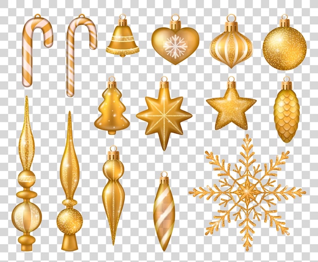 Conjunto de juguetes de árbol de Navidad aislado