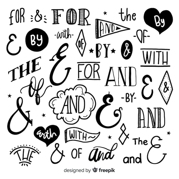 Vector gratuito conjunto de lema de boda dibujado a mano