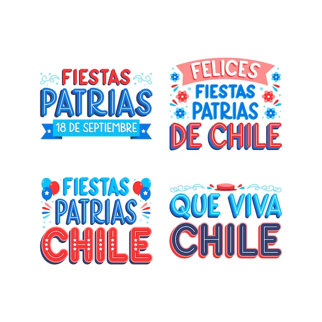 Conjunto de letras coloridas fiestas patrias chilenas