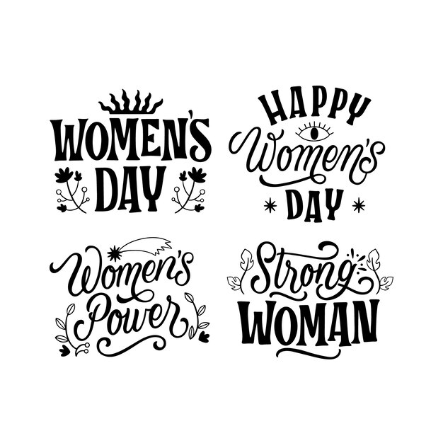 Vector gratuito conjunto de letras del día de la mujer.