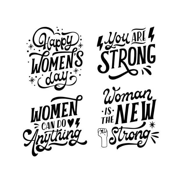 Conjunto de letras del día de la mujer.