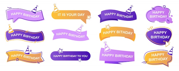 Vector gratuito conjunto de letras feliz cumpleaños