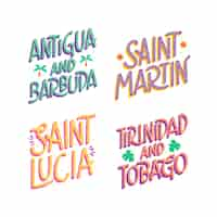 Vector gratuito conjunto de letras de lugares coloridos del caribe