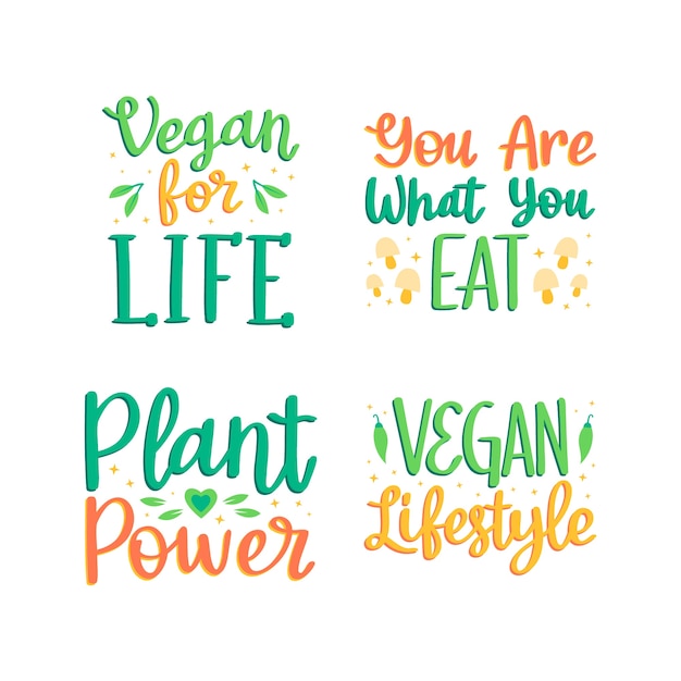 Vector gratuito conjunto de letras veganas coloridas