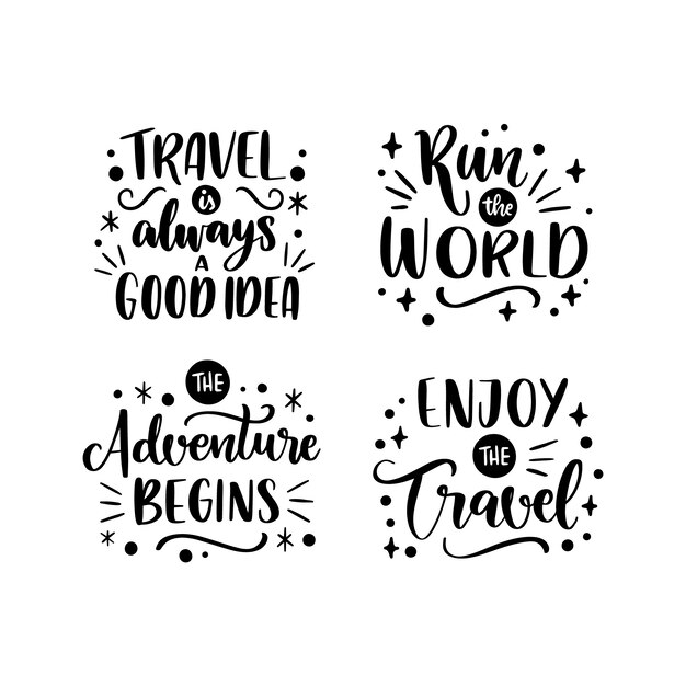 Conjunto de letras de viaje elegante