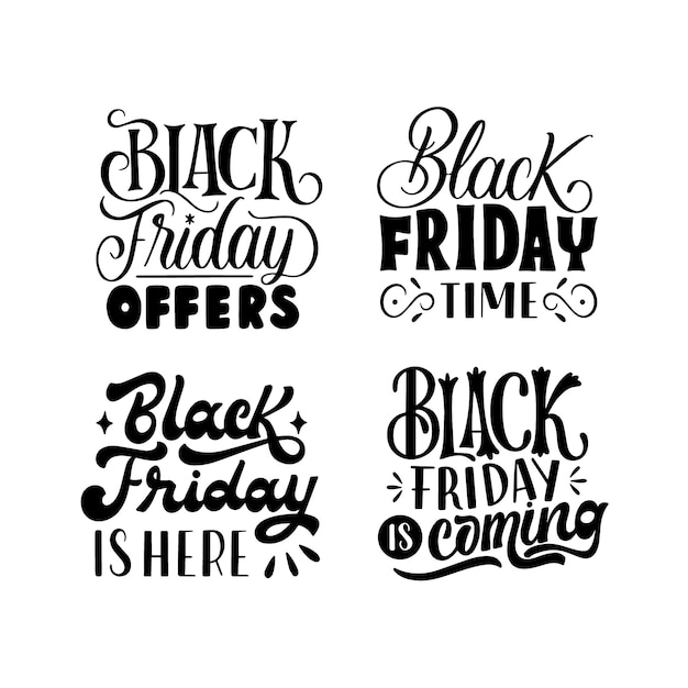 Vector gratuito conjunto de letras de viernes negro negro