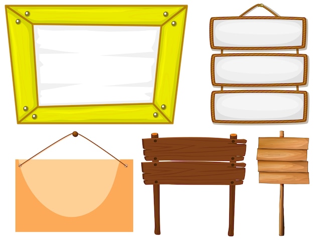 conjunto, de, letrero de madera, bandera