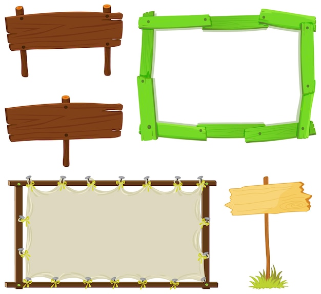 conjunto, de, letrero de madera, bandera