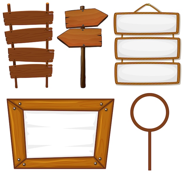 conjunto, de, letrero de madera, bandera