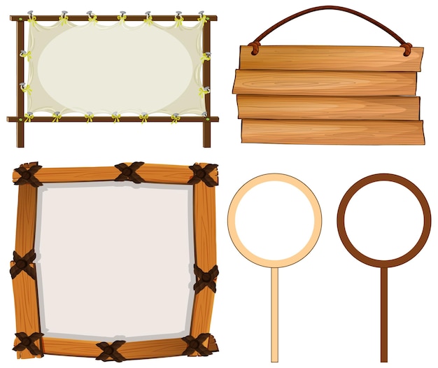 conjunto, de, letrero de madera, bandera