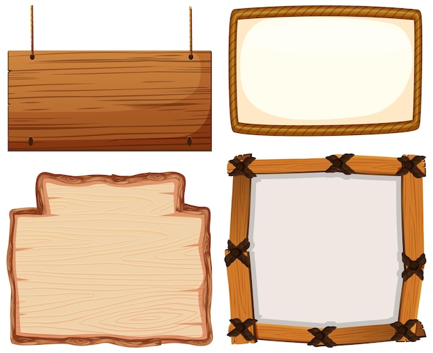 conjunto, de, letrero de madera, bandera
