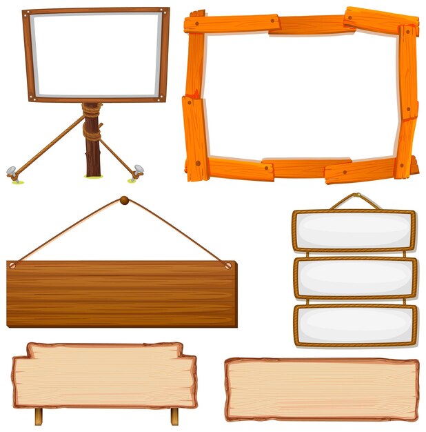 conjunto, de, letrero de madera, bandera