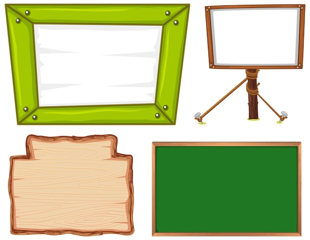 conjunto, de, letrero de madera, bandera