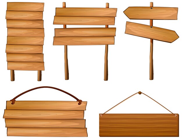 conjunto, de, letrero de madera, bandera