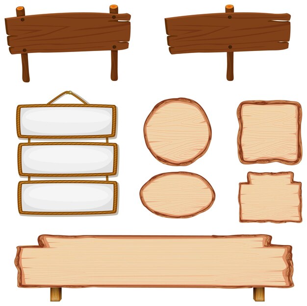 conjunto, de, letrero de madera, bandera