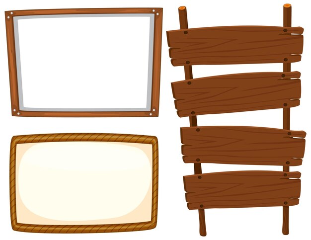 conjunto, de, letrero de madera, bandera