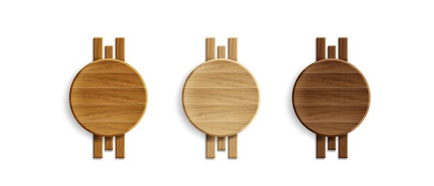 Conjunto de letreros redondos de madera