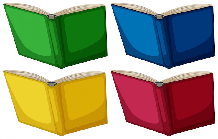 Vector gratuito conjunto de libro sobre fondo blanco