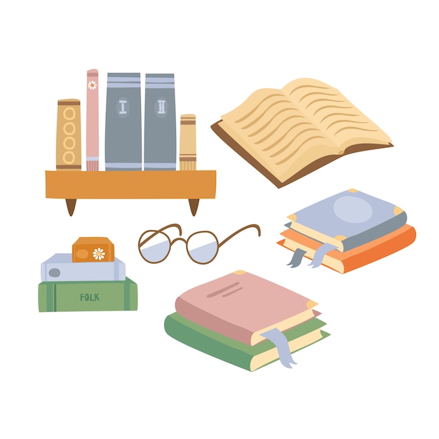 Vector gratuito conjunto de libros dibujados a mano