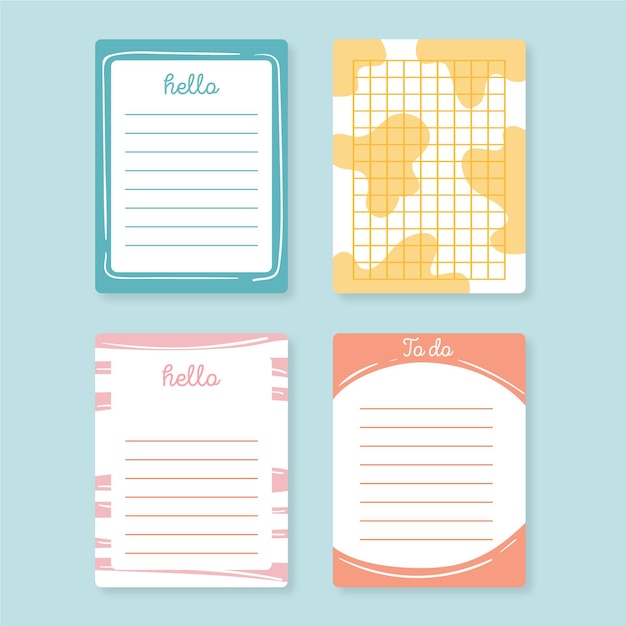 Conjunto de lindas notas y tarjetas de scrapbook