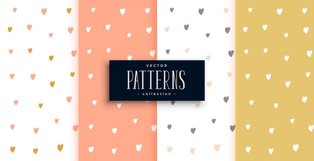 Conjunto de lindo fondo de patrón de corazón en cuatro colores
