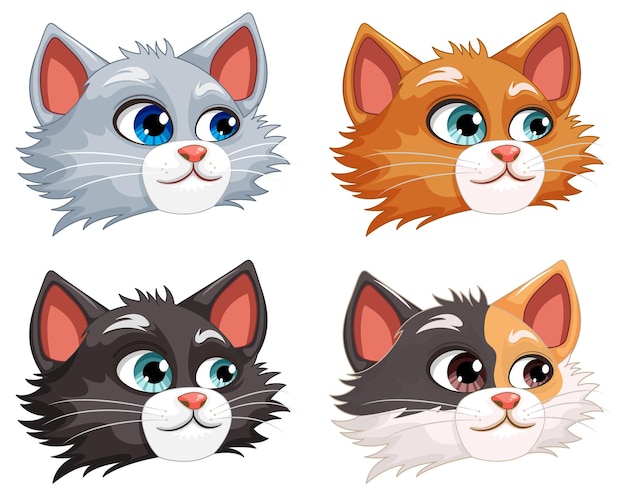 Vector gratuito conjunto, de, lindo, gato, caricatura