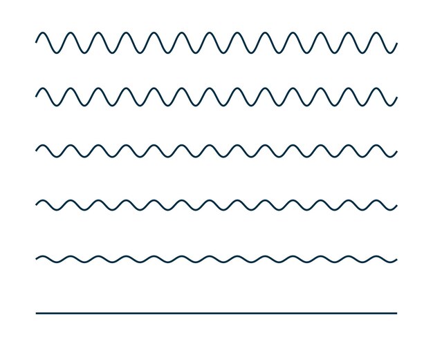 conjunto de líneas curvas en zigzag con diferentes frecuencias