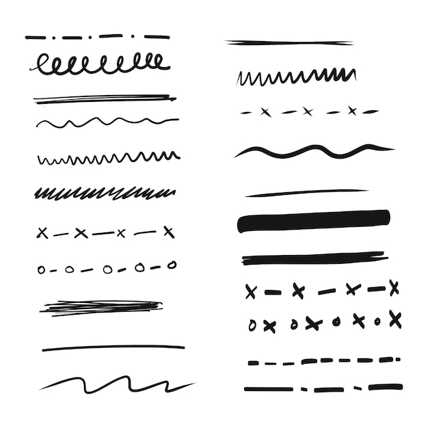Conjunto de líneas y divisores dibujados a mano