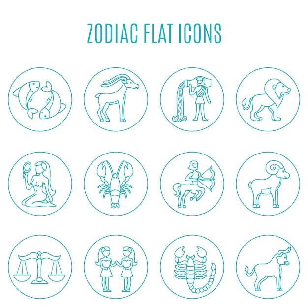 Vector gratuito conjunto de líneas de iconos del zodiaco
