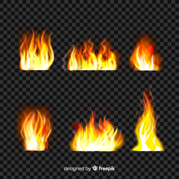 Conjunto de llamas de fuego realistas