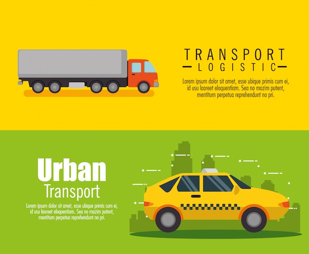 Conjunto logístico de transporte conjunto de banner de vehículos