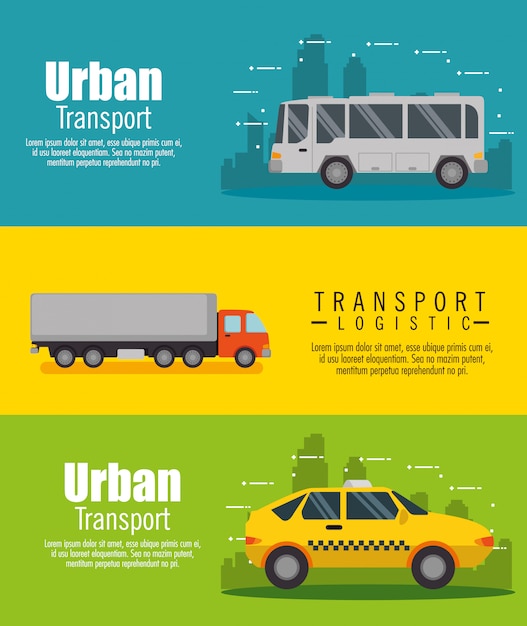 Conjunto logístico de transporte conjunto de banner de vehículos