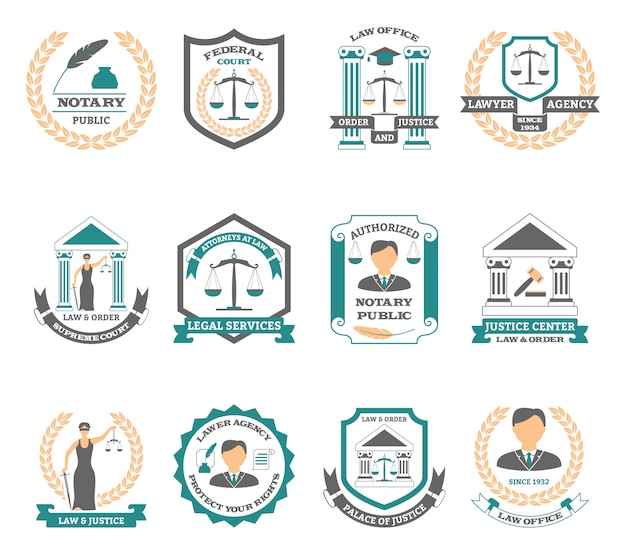 Vector gratuito conjunto de logo de abogado