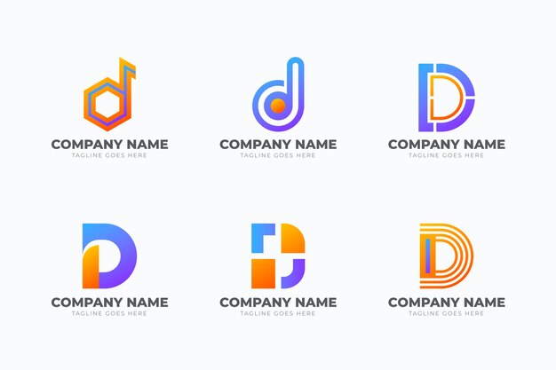 Conjunto de logo d degradado diferente