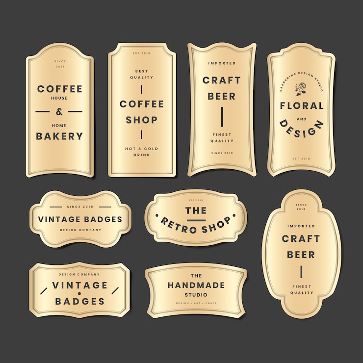Vector gratuito conjunto de logo dorado vintage