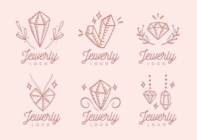 Conjunto de logo de joyería dibujado a mano