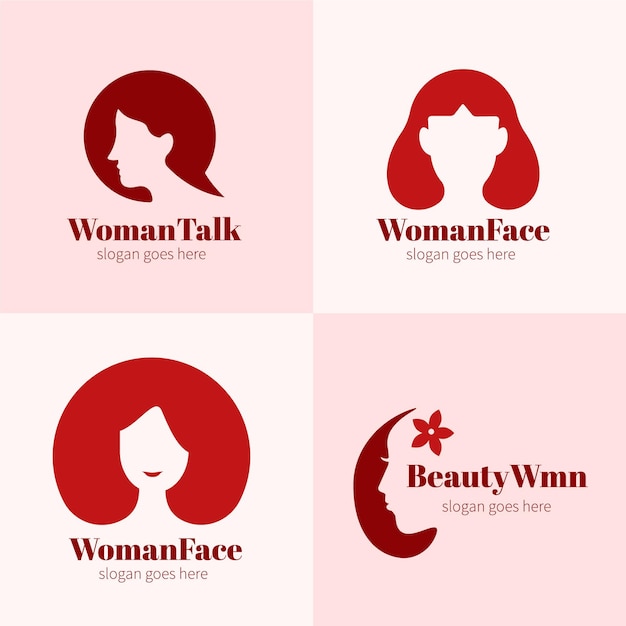 Vector gratuito conjunto de logo de mujer plana