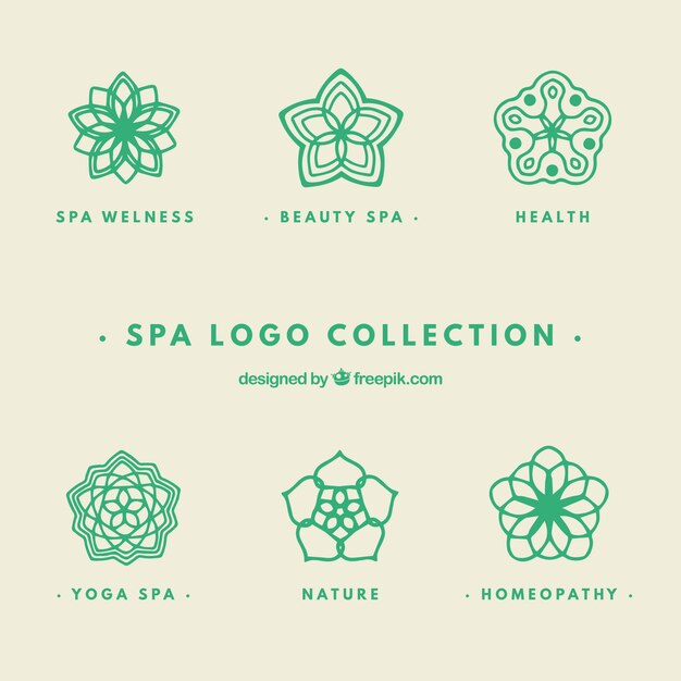 Conjunto de logos de centros de spa en estilo plano